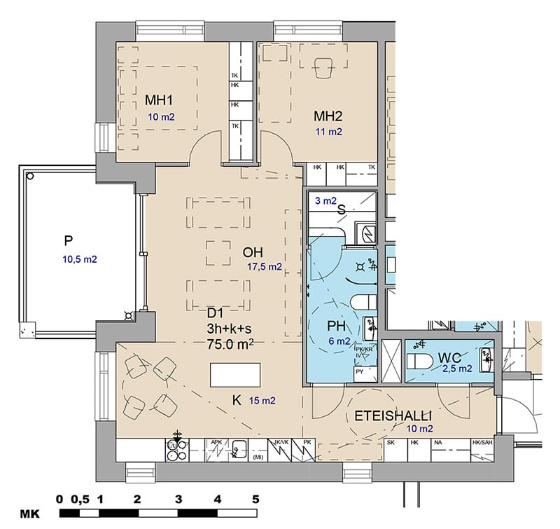 Siihtalantie 12 3h+k+s 75 m2